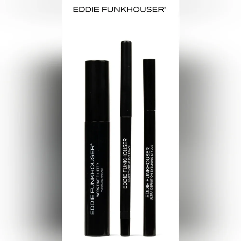 EDDIE FUNKHOUSER ALL EYE NEED Set: Mascara & Eyeliner Trio NEW